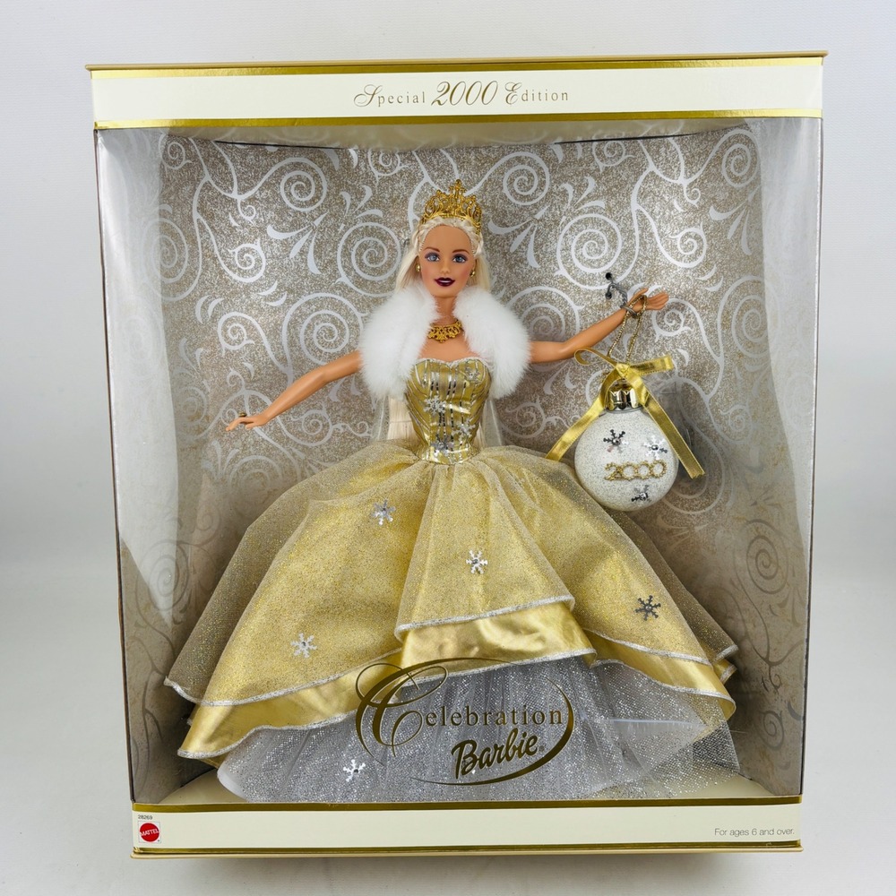 Mattel Celebration Barbie Doll Special 2000 Edition Holiday Gold Dress 28269 NIB